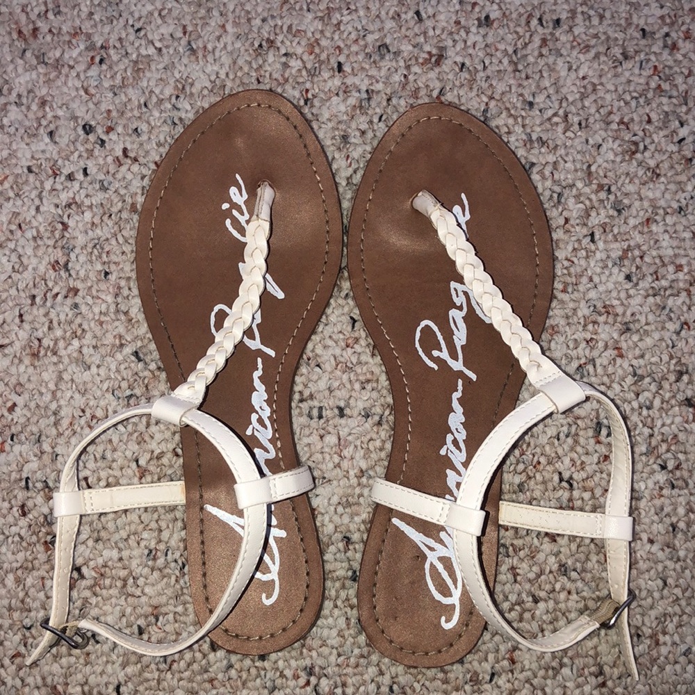 Women’s White braided sandals with ankle strap